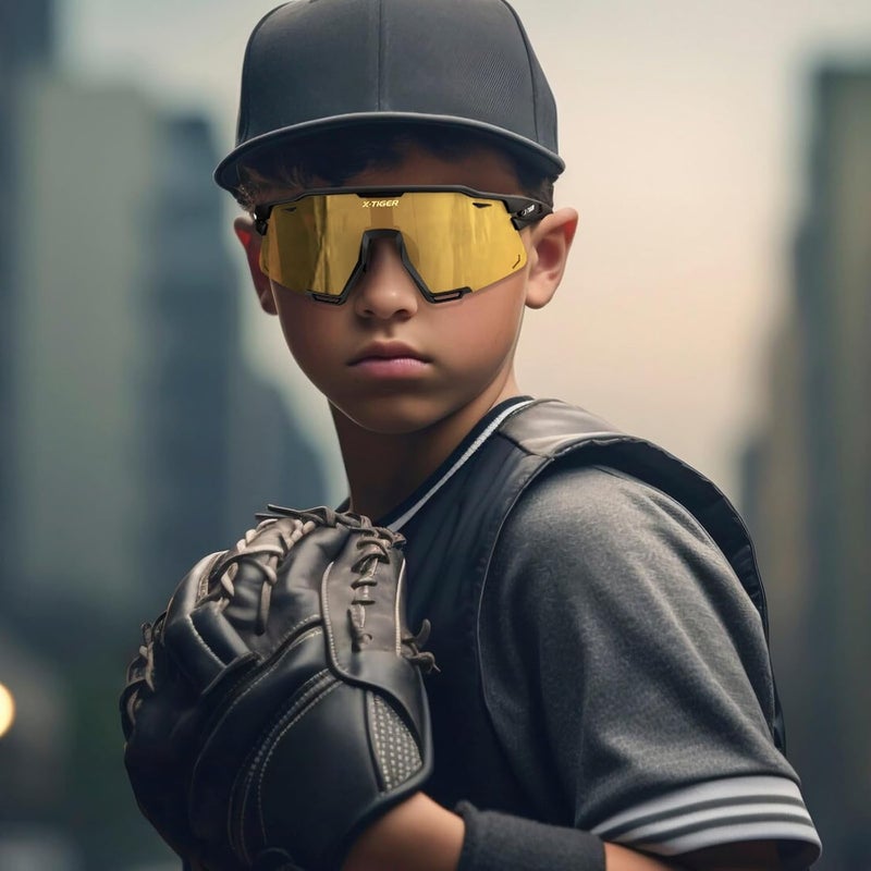 Xtiger Polarized Kids Sunglasses Youth Baseball Sunglasses UV400 Boys Girls Sports Sun Glasses for Softball Cycling Scooter - Image 2